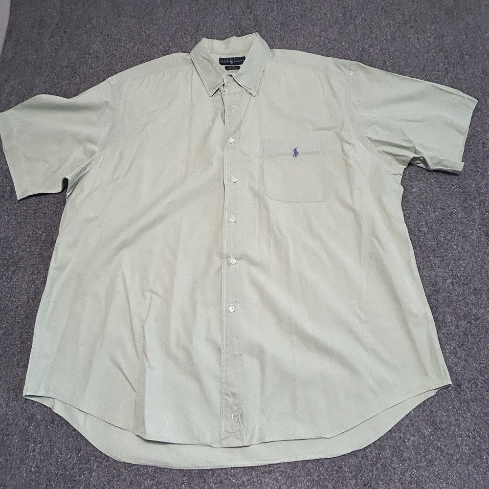 Polo Ralph Lauren Shirt Adult 2XL Light Green Blake  Linen‎ Short Sleeve